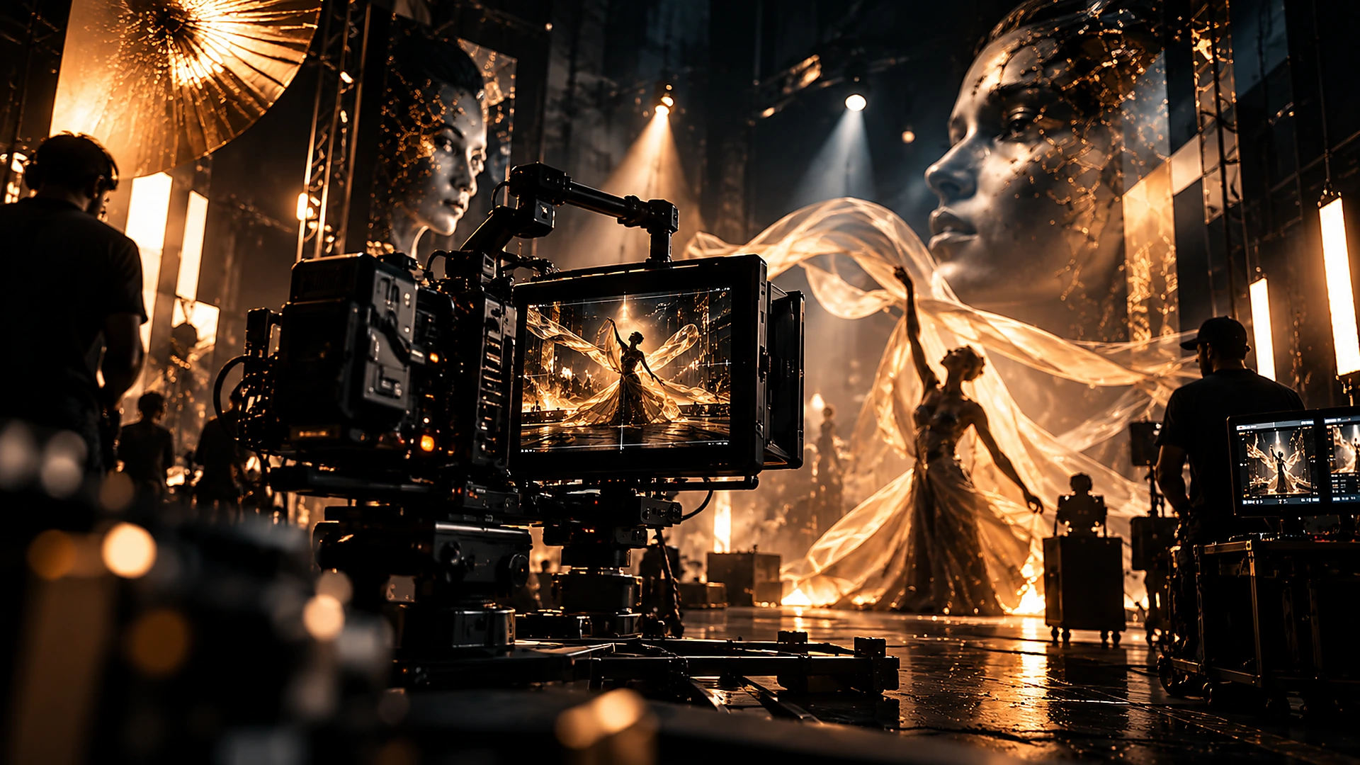 Cinematic camera, production set and visual storytelling scene representing AFORDO Media